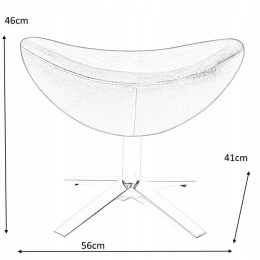 King Home Pufa Podnóżek EGG SZEROKI VELVET ciemny szary.40 - wbudowany mechanizm obrotowy welur, podstawa stal polerowana