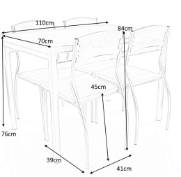 SIGNAL ZESTAW stół + krzesła ASTRO DĄB SONOMA / ALUMINIUM