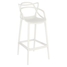 D2.DESIGN Hoker Krzesło barowe Stołek barowy Lexi biały mat tworzywo PP z oparciem i siedziskiem