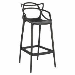D2.DESIGN Hoker Krzesło barowe Lexi czarny mat tworzywo PP z oparciem i podnóżkiem