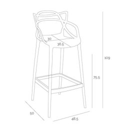 D2.DESIGN Hoker Krzesło barowe Lexi czarny mat tworzywo PP z oparciem i podnóżkiem