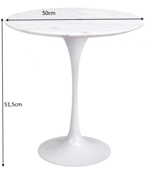 Stolik TULIP MARBLE MINI biały - blat okrągły marmurowy, metal Stolik TULIP MARBLE MINI biały - blat okrągły marmurowy, metal