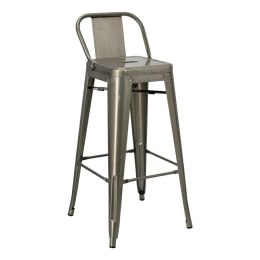 D2.DESIGN Hoker Krzesło barowe Paris Back Short 76cm metaliczny insp. Tolix z oparciem i podnóżkiem można sztaplować
