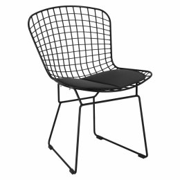 D2.DESIGN Krzesło Harry metal malowany proszkowo czarne / miękka czarna poduszka na siedzisku do domu i do lokalu