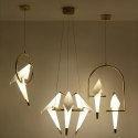 King Home Lampa wisząca LORO 2 UP LED złota metal satynowy klosze w kształcie ptaków białe tworzywo PP King Home Lampa wisząca LORO 2 UP LED złota metal satynowy klosze w kształcie ptaków białe tworzywo PP