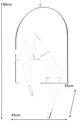 King Home Lampa wisząca LORO 2 UP LED złota metal satynowy klosze w kształcie ptaków białe tworzywo PP