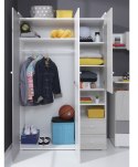 SZAFA TRZYDRZWIOWA MŁODZIEŻOWA COMO System CM1 Meblar - Biały Lux / Dąb Wilton biały / Szary PÓŁKI SZUFLADY LAMINAT OBRZEŻA ABS SZAFA TRZYDRZWIOWA MŁODZIEŻOWA COMO System CM1 Meblar - Biały Lux / Dąb Wilton biały / Szary PÓŁKI SZUFLADY LAMINAT OBRZEŻA ABS