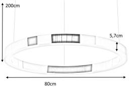 King Home Lampa wisząca RING 80 srebrna - LED stal polerowana na wysoki połysk osłona klosza tworzywo mleczny