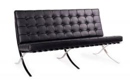 MODESTO sofa BARCELON czarna - ekoskóra, stal polerowana