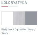 ŁÓŻKO JEDNOOSOBOWE 90x200 MŁODZIEŻOWE - Biały Lux / Dąb Wilton biały /Szary Meblar COMO System CM12 PŁYTA LAMINOWANA OBRZEŻA ABS