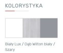 SZAFA TRZYDRZWIOWA MŁODZIEŻOWA COMO System CM1 Meblar - Biały Lux / Dąb Wilton biały / Szary PÓŁKI SZUFLADY LAMINAT OBRZEŻA ABS