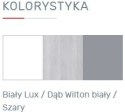 SZAFA DWUDRZWIOWA MŁODZIEŻOWA Z SZUFLADAMI - Biały Lux / Dąb Wilton biały / Szary Meblar COMO System CM3 PŁYTA LAMINOWANA