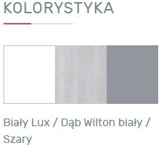 SZAFA DWUDRZWIOWA MŁODZIEŻOWA Z SZUFLADAMI - Biały Lux / Dąb Wilton biały / Szary Meblar COMO System CM3 PŁYTA LAMINOWANA SZAFA DWUDRZWIOWA MŁODZIEŻOWA Z SZUFLADAMI - Biały Lux / Dąb Wilton biały / Szary Meblar COMO System CM3 PŁYTA LAMINOWANA