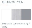 REGAŁ Z SZUFLADĄ MEBLE MŁODZIEŻOWE COMO System CM5 Meblar - Biały Lux / Dąb Wilton biały / Szary PŁYTA LAMINOWANA OBRZEŻA ABS