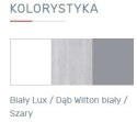 REGAŁ Z PÓŁKAMI SZUFLADAMI MEBLE MŁODZIEŻOWE COMO System CM6 Meblar - Biały Lux / Dąb Wilton biały / Szary LAMINAT OBRZEŻA ABS