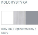 KOMODA MŁODZIEŻOWA - Biały Lux / Dąb Wilton biały / Szary Meblar COMO System CM7 LAMINAT OBRZEŻA ABS DLA DZIECKA NASTOLATKA