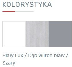 KOMODA MŁODZIEŻOWA - Biały Lux / Dąb Wilton biały / Szary Meblar COMO System CM7 LAMINAT OBRZEŻA ABS DLA DZIECKA NASTOLATKA KOMODA MŁODZIEŻOWA - Biały Lux / Dąb Wilton biały / Szary Meblar COMO System CM7 LAMINAT OBRZEŻA ABS DLA DZIECKA NASTOLATKA