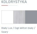 KOMODA MŁODZIEŻOWA Z PÓŁKAMI I SZUFLADAMI - Biały Lux / Dąb Wilton biały / Szary Meblar COMO System CM8 PŁYTA MEBLOWA