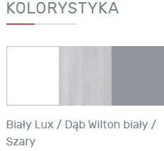 KOMODA MŁODZIEŻOWA Z PÓŁKAMI I SZUFLADAMI - Biały Lux / Dąb Wilton biały / Szary Meblar COMO System CM8 PŁYTA MEBLOWA KOMODA MŁODZIEŻOWA Z PÓŁKAMI I SZUFLADAMI - Biały Lux / Dąb Wilton biały / Szary Meblar COMO System CM8 PŁYTA MEBLOWA