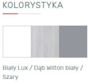 BIURKO MŁODZIEŻOWE - Biały Lux / Dąb Wilton biały / Szary Meblar COMO System CM9 SZAFKA PÓŁKI SZUFLADY PŁYTA LAMINOWANA