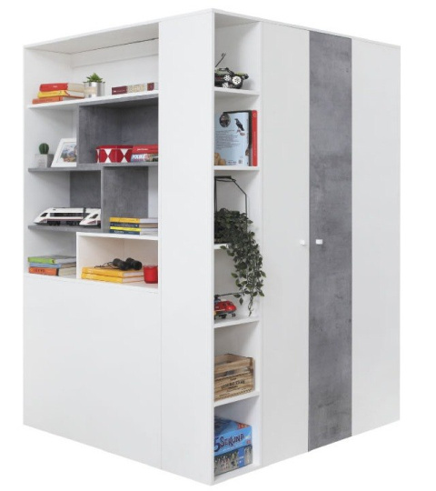 SZAFA NAROŻNA MŁODZIEŻOWA GARDEROBA DWUDRZWIOWA Meblar SIGMA System SI1- Biały Lux / Beton Z DRĄŻKIEM SZUFLADAMI PÓŁKAMI LAMINAT SZAFA NAROŻNA MŁODZIEŻOWA GARDEROBA DWUDRZWIOWA Meblar SIGMA System SI1- Biały Lux / Beton Z DRĄŻKIEM SZUFLADAMI PÓŁKAMI LAMINAT