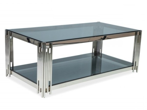 SIGNAL ŁAWA PROSTOKĄTNA FOSSIL A SZKŁO HARTOWANE DYMIONE/ STELAŻ METAL SREBRNY 120X60 SIGNAL ŁAWA PROSTOKĄTNA FOSSIL A SZKŁO HARTOWANE DYMIONE/ STELAŻ METAL SREBRNY 120X60