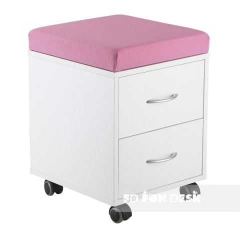 Fun Desk szafka kontener podnóżek pufa SS15W Pink dla dziecka Róż Biały