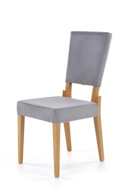 Halmar SORBUS krzesło, tapicerka - popielaty, nogi - dąb miodowy