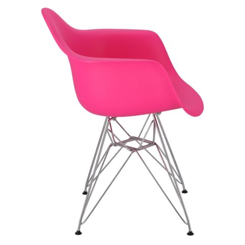 D2.DESIGN Krzesło P018 PP tworzywo różowe chromowane nogi metalowe H F z podłokietnikami D2.DESIGN Krzesło P018 PP tworzywo różowe chromowane nogi metalowe H F z podłokietnikami