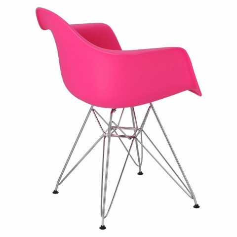 D2.DESIGN Krzesło P018 PP tworzywo różowe chromowane nogi metalowe H F z podłokietnikami D2.DESIGN Krzesło P018 PP tworzywo różowe chromowane nogi metalowe H F z podłokietnikami