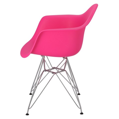 D2.DESIGN Krzesło P018 PP tworzywo różowe chromowane nogi metalowe H F z podłokietnikami D2.DESIGN Krzesło P018 PP tworzywo różowe chromowane nogi metalowe H F z podłokietnikami