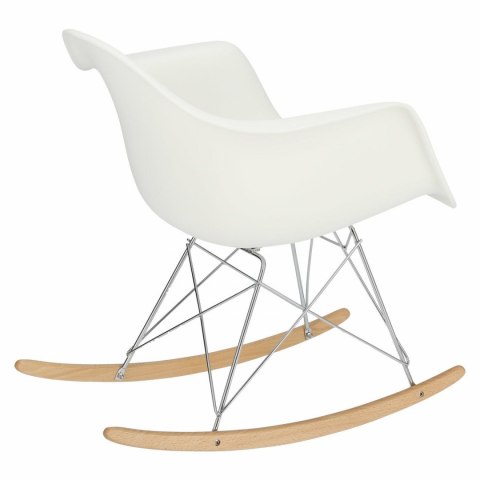 D2.DESIGN Krzesło Fotel bujany P018 RR PP tworzywo biały insp. RAR podstawa metal chromowany płozy drewniane D2.DESIGN Krzesło Fotel bujany P018 RR PP tworzywo biały insp. RAR podstawa metal chromowany płozy drewniane