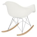 D2.DESIGN Krzesło Fotel bujany P018 RR PP tworzywo biały insp. RAR podstawa metal chromowany płozy drewniane