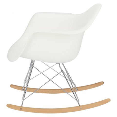 D2.DESIGN Krzesło Fotel bujany P018 RR PP tworzywo biały insp. RAR podstawa metal chromowany płozy drewniane D2.DESIGN Krzesło Fotel bujany P018 RR PP tworzywo biały insp. RAR podstawa metal chromowany płozy drewniane