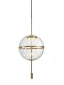 King Home Lampa wisząca CHAPLIN 300 mosiądz - LED okrągły klosz szkło bezbarwny zawieszony na czarnym przewodzie King Home Lampa wisząca CHAPLIN 300 mosiądz - LED okrągły klosz szkło bezbarwny zawieszony na czarnym przewodzie