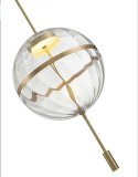 King Home Lampa wisząca CHAPLIN 300 mosiądz - LED okrągły klosz szkło bezbarwny zawieszony na czarnym przewodzie King Home Lampa wisząca CHAPLIN 300 mosiądz - LED okrągły klosz szkło bezbarwny zawieszony na czarnym przewodzie
