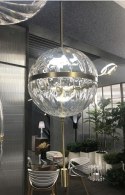 King Home Lampa wisząca CHAPLIN 300 mosiądz - LED okrągły klosz szkło bezbarwny zawieszony na czarnym przewodzie King Home Lampa wisząca CHAPLIN 300 mosiądz - LED okrągły klosz szkło bezbarwny zawieszony na czarnym przewodzie