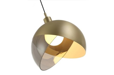 King Home Lampa wisząca sufitowa GLOBO 25 złota - metal mat szkło dymiony E27 King Home Lampa wisząca sufitowa GLOBO 25 złota - metal mat szkło dymiony E27