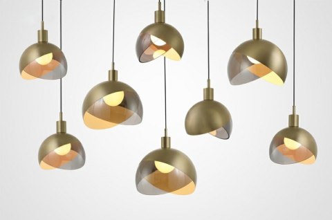King Home Lampa wisząca sufitowa GLOBO 25 złota - metal mat szkło dymiony E27 King Home Lampa wisząca sufitowa GLOBO 25 złota - metal mat szkło dymiony E27