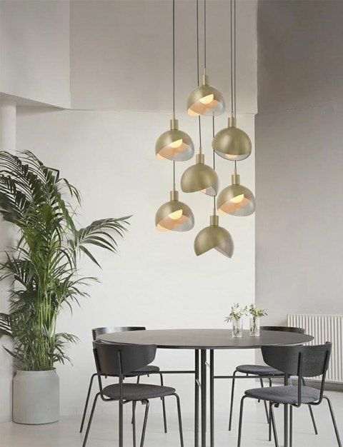 King Home Lampa wisząca sufitowa GLOBO 25 złota - metal mat szkło dymiony E27 King Home Lampa wisząca sufitowa GLOBO 25 złota - metal mat szkło dymiony E27