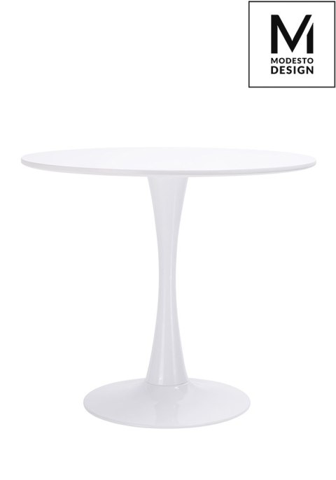 STÓŁ OKRĄGŁY TULIP FI 90 MODESTO BIAŁY BLAT - MDF PODSTAWA METALOWA DO DOMU I DO LOKALU STÓŁ OKRĄGŁY TULIP FI 90 MODESTO BIAŁY BLAT - MDF PODSTAWA METALOWA DO DOMU I DO LOKALU