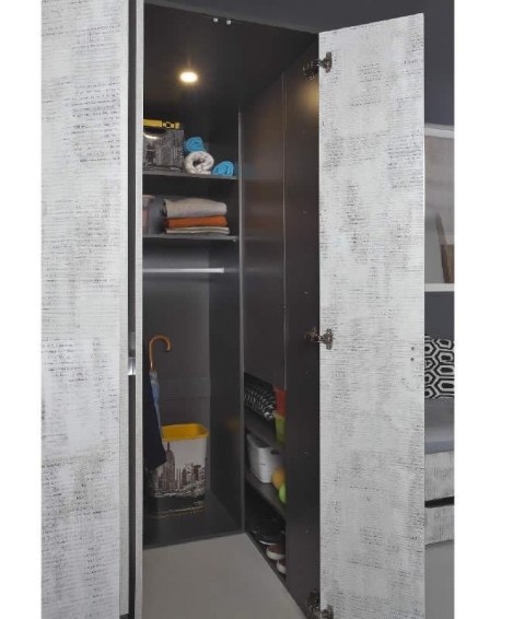 Meblar Szafa narożna Garderoba TABLO System TA1 Meble młodzieżowe - Grafit / Bialy Lux / Atlantic płyta laminowana obrzeża ABS Meblar Szafa narożna Garderoba TABLO System TA1 Meble młodzieżowe - Grafit / Bialy Lux / Atlantic płyta laminowana obrzeża ABS