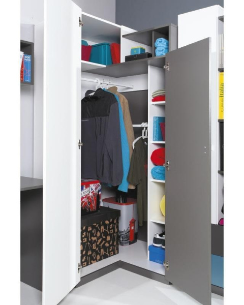 Meblar Szafa narożna Garderoba meble młodzieżowe TABLO System TA2 - Grafit / Bialy Lux / Atlantic płyta laminowana obrzeża ABS Meblar Szafa narożna Garderoba meble młodzieżowe TABLO System TA2 - Grafit / Bialy Lux / Atlantic płyta laminowana obrzeża ABS