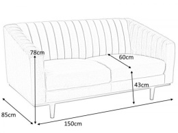 SIGNAL SOFA ASPREY 2 VELVET TAPICERKA AKSAMIT GRANATOWY BLUVEL 86 / DREWNO WENGE DWUOSOBOWA DO SALONU RECEPCJI POKOJU