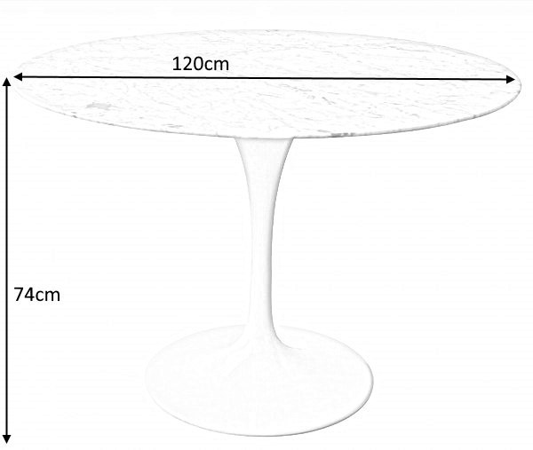 King Home Stół TULIP MARBLE 120 biały - blat okrągły marmurowy, metal King Home Stół TULIP MARBLE 120 biały - blat okrągły marmurowy, metal