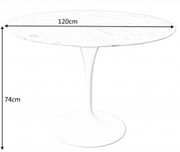 King Home Stół TULIP MARBLE 120 biały - blat okrągły marmur włoski metal lakierowany proszkowo