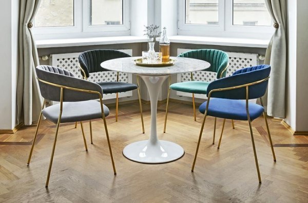 King Home Stół TULIP MARBLE 120 biały - blat okrągły marmurowy, metal King Home Stół TULIP MARBLE 120 biały - blat okrągły marmurowy, metal