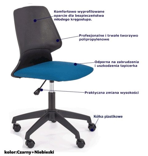 Halmar GRAVITY fotel młodzieżowy czarny / niebieski Halmar GRAVITY fotel młodzieżowy czarny / niebieski