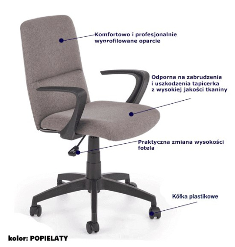 Halmar INGO fotel pracowniczy popielaty Halmar INGO fotel pracowniczy popielaty