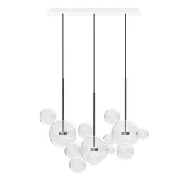 King Home Lampa wisząca CAPRI LINE 3 czarna - 180 LED aluminium klosze szkło transparentny przypomina bańki mydlane